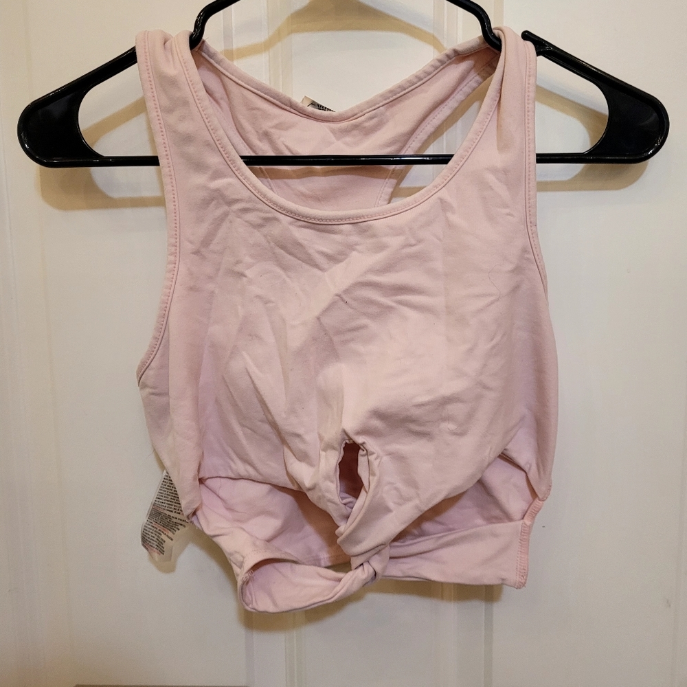 Pink twisted athletic tank top